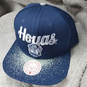 Georgetown Hoyas Mitchell & Ness NCAA Spray Paint Snapback Blue Hat
